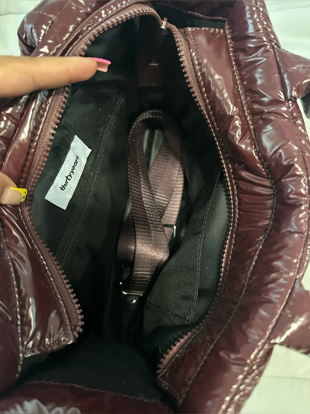 Quilted Puffer Tote Bag in black cherry